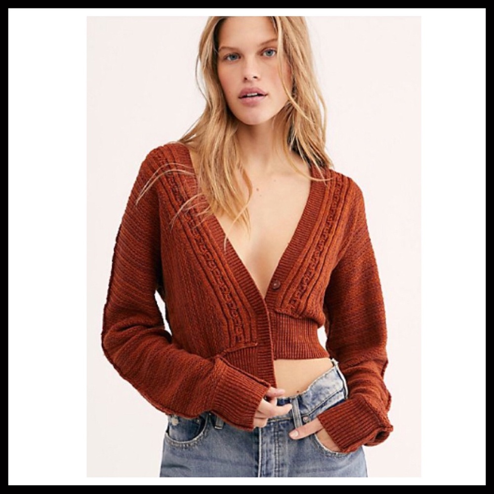 FREE PEOPLE BOHO CARDI CROPPED CARDIGAN A2C - Picture 7 of 16